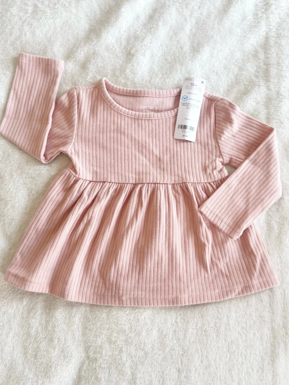 Carters Baby Girl Pink Long Sleeve Peplum Top 12 months NWT